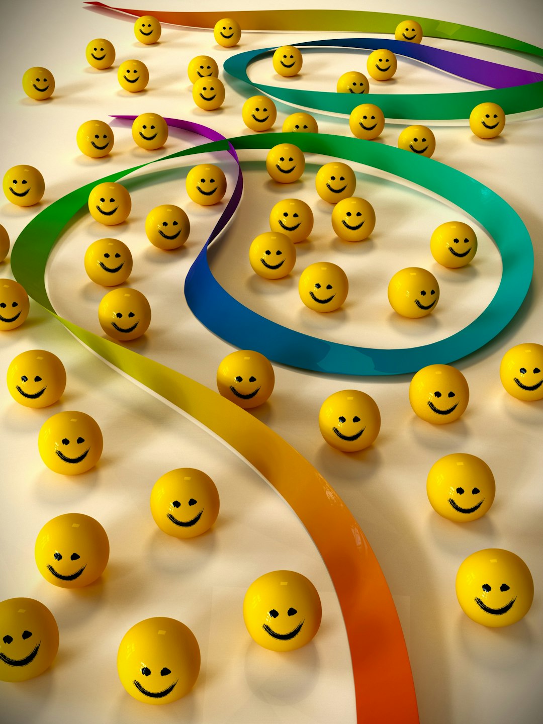 A bunch of smiley faces on a white surface