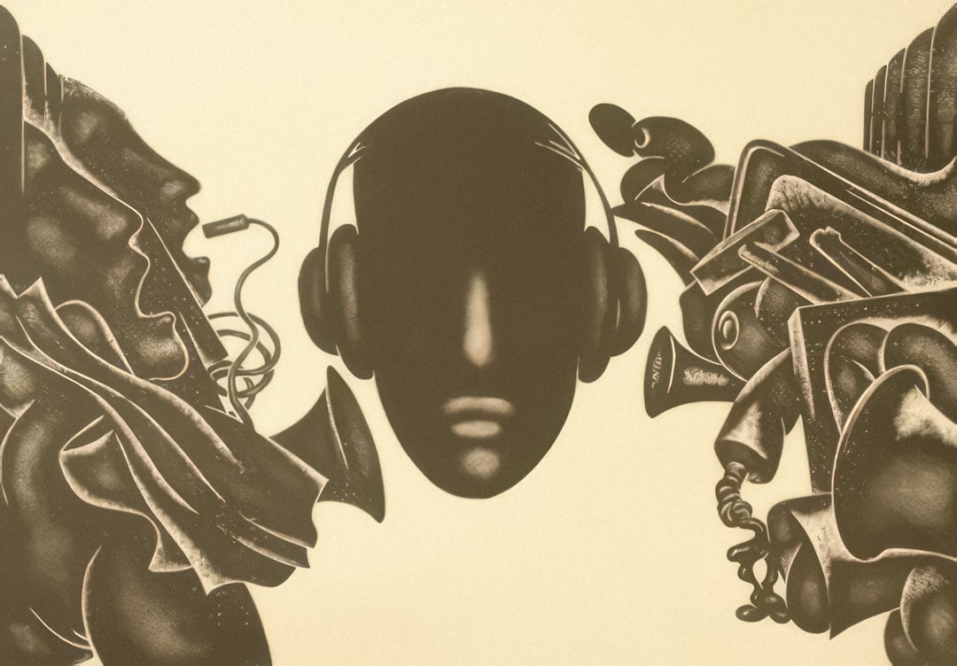 Photo by Europeana a drawing of a person with headphones on